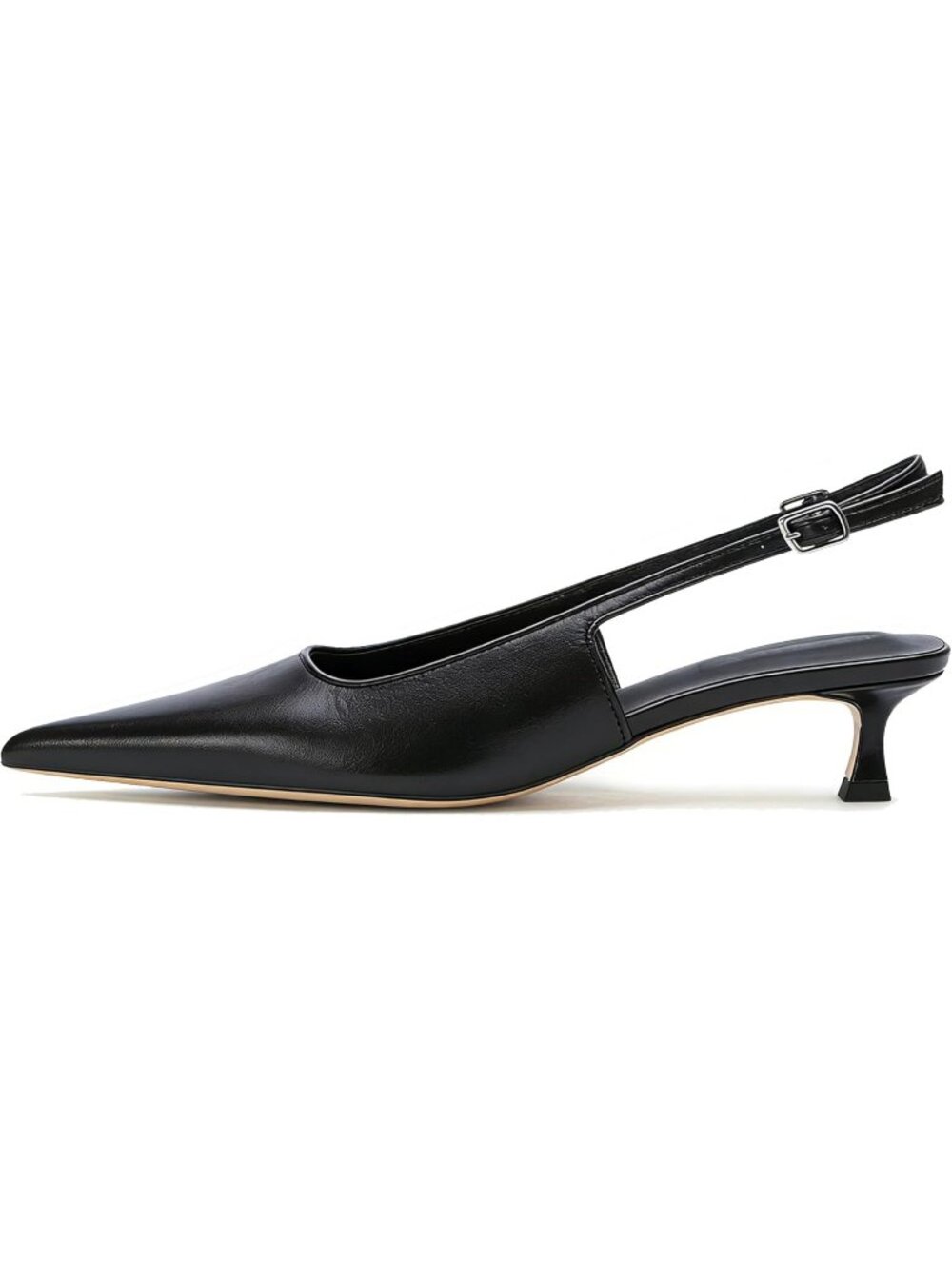 Women's Slingback Kitten Heels Low Heel Pointed Toe Black Pumps Formal Shoes